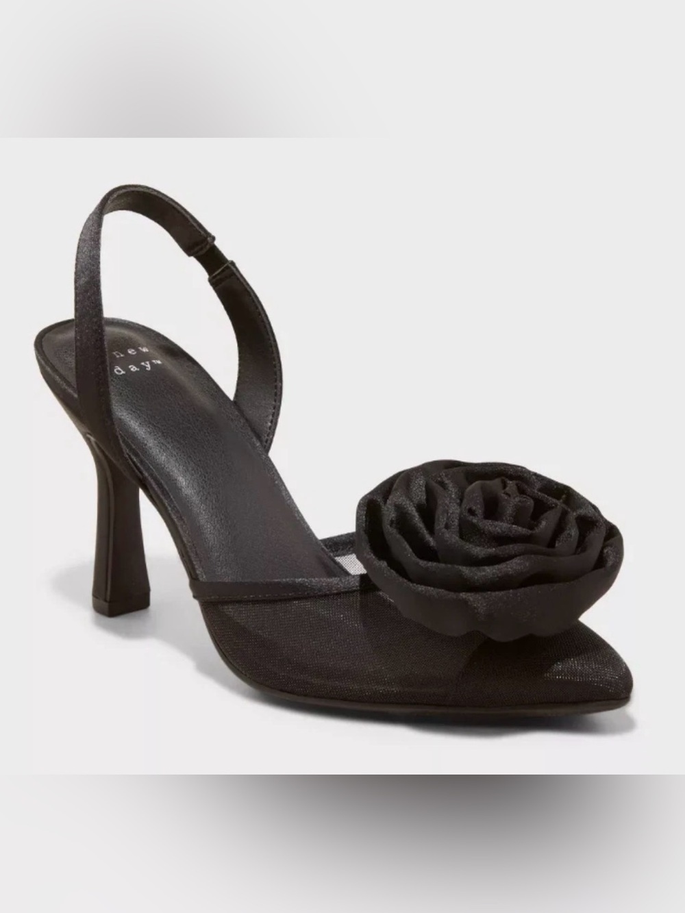 Women's Fleur Florette Slingback Heels Black - A New Day - SIZE 5.1/2